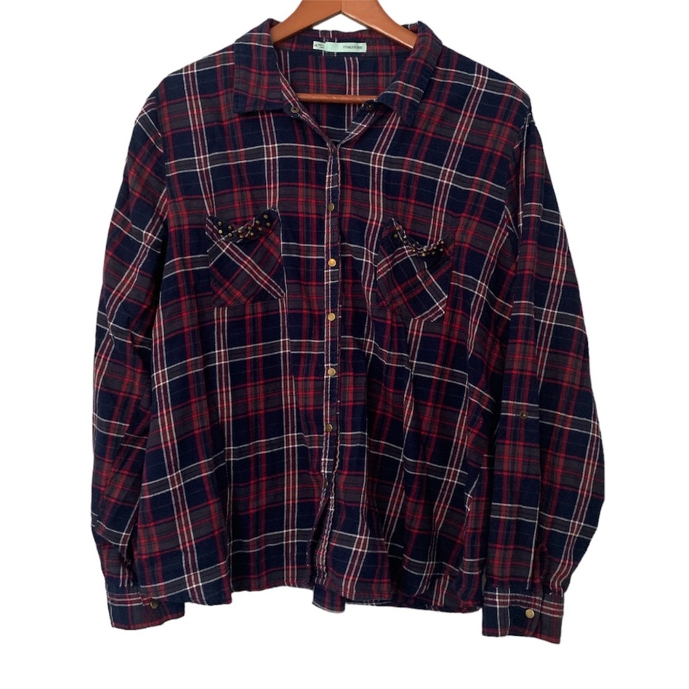 [Maurices] Navy and Red Flannel